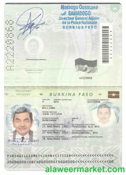 BURKINA FASO passport template in PSD format, fully editable (2008 – 2018)